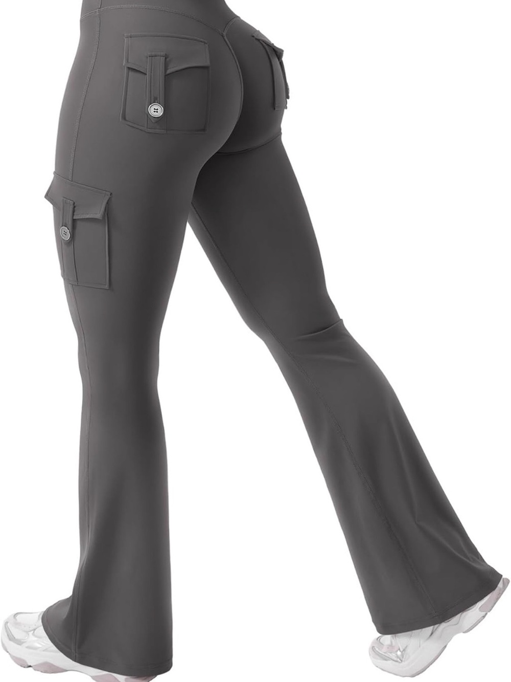 High-Waisted Flared Leggings - Gray